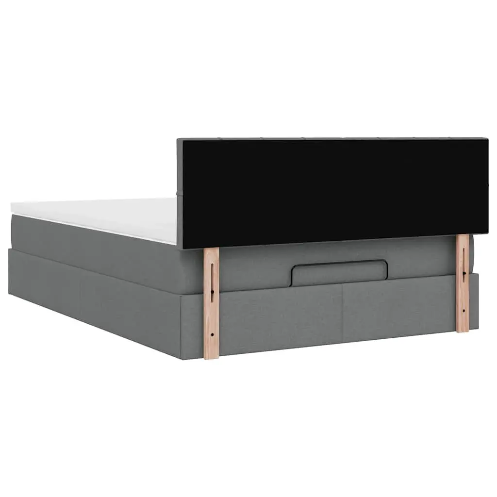Ottoman Bed Queen Size with Pocket Spring Mattress Storage Grey Fabric Lift