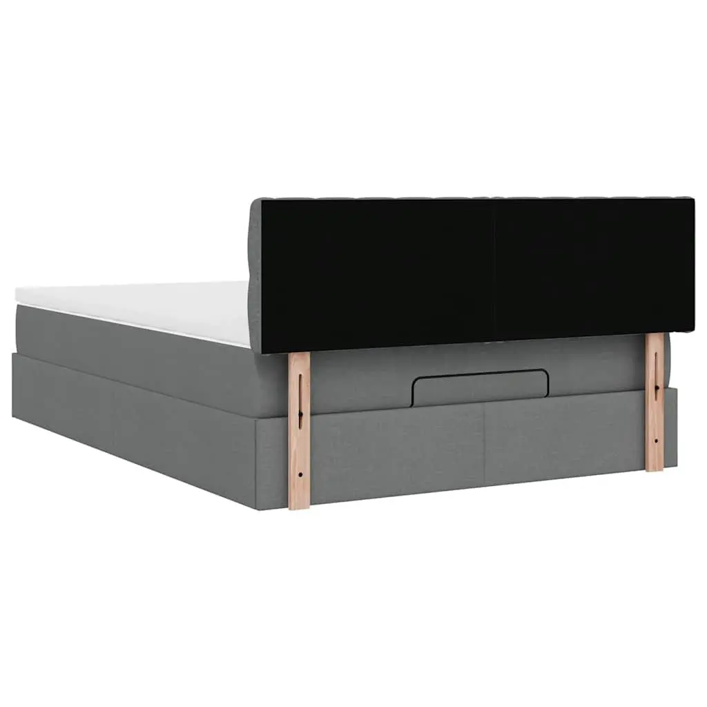 Ottoman Bed with Mattress Queen Size Grey Fabric Storage Lift Hydraulic Base