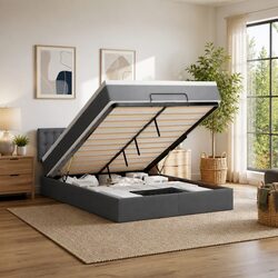 Enjoy Comfort with a Friendly Grey Double Ottoman Bed