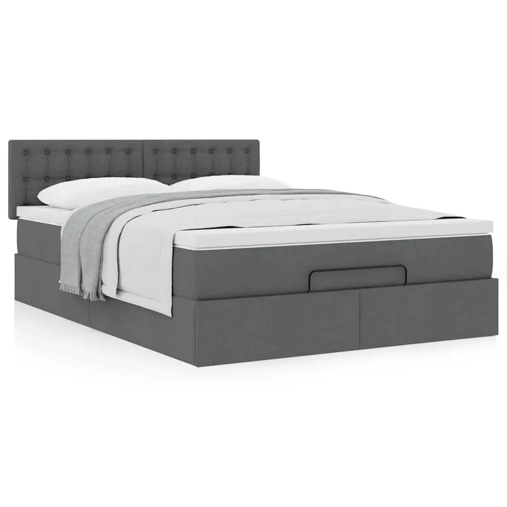 Ottoman Bed Queen Grey Fabric Pocket Spring Mattress Storage Lift Base