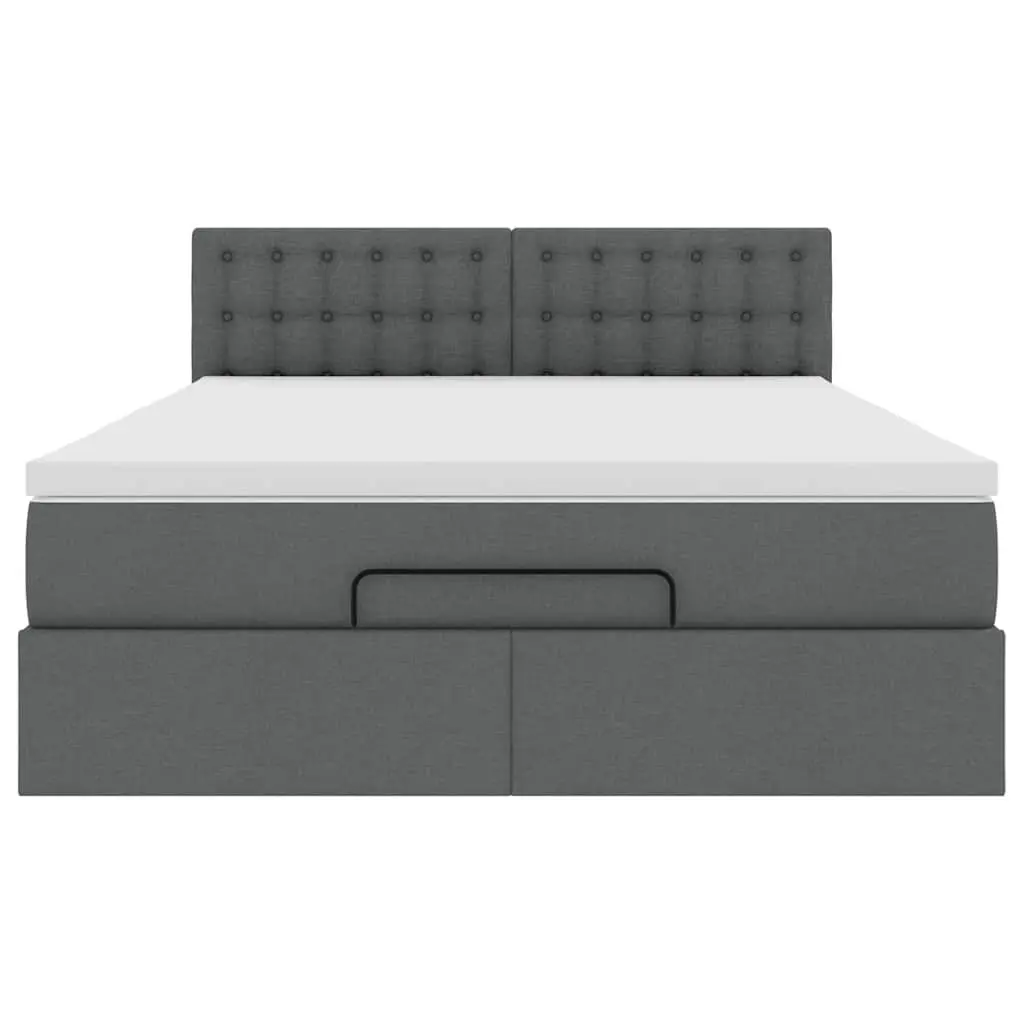 Ottoman Bed Queen Grey Fabric Pocket Spring Mattress Storage Lift Base