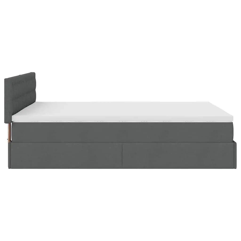 Ottoman Bed Queen Grey Fabric Pocket Spring Mattress Storage Lift Base