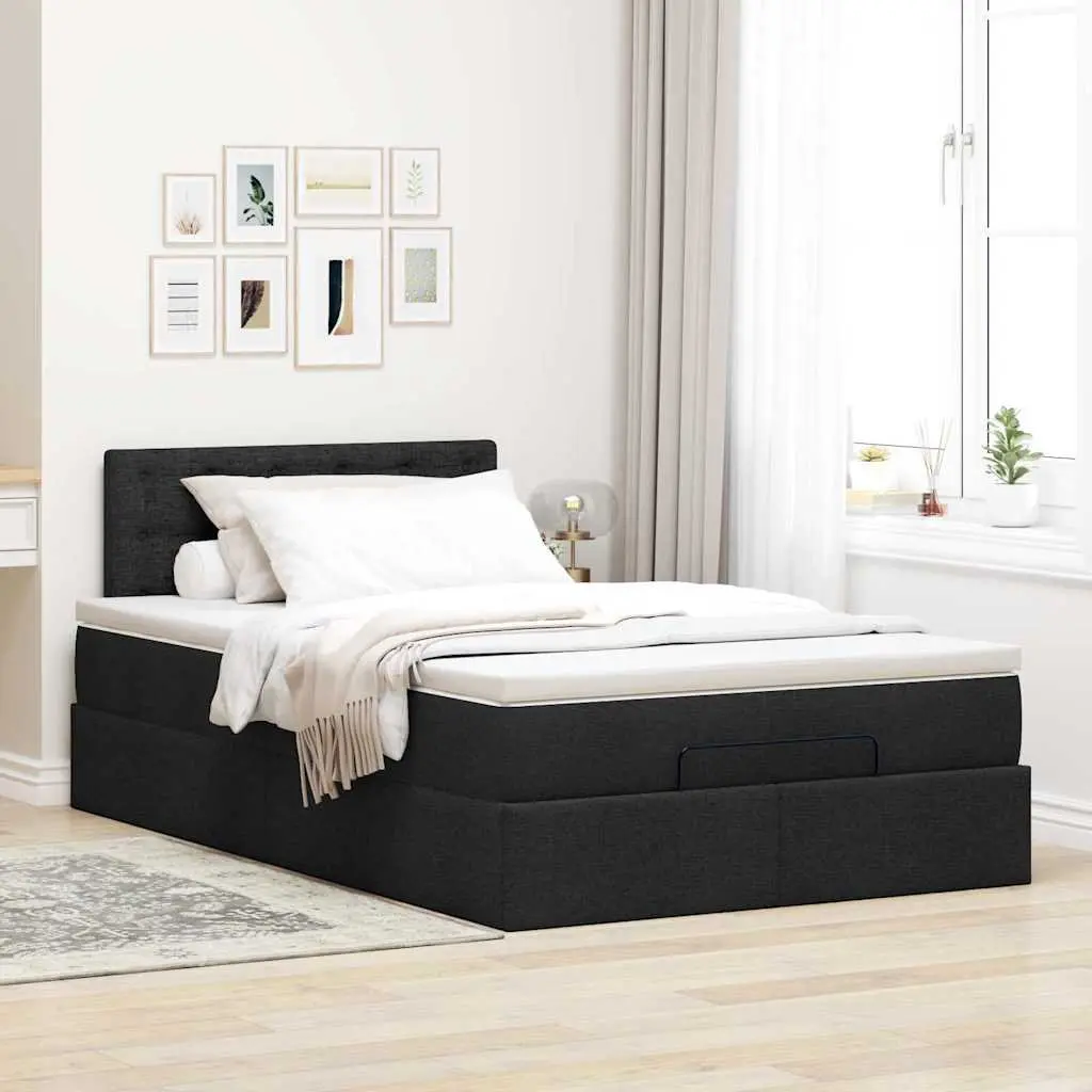 Ottoman Bed with Mattress Pocket Spring King Single Black Storage Lift