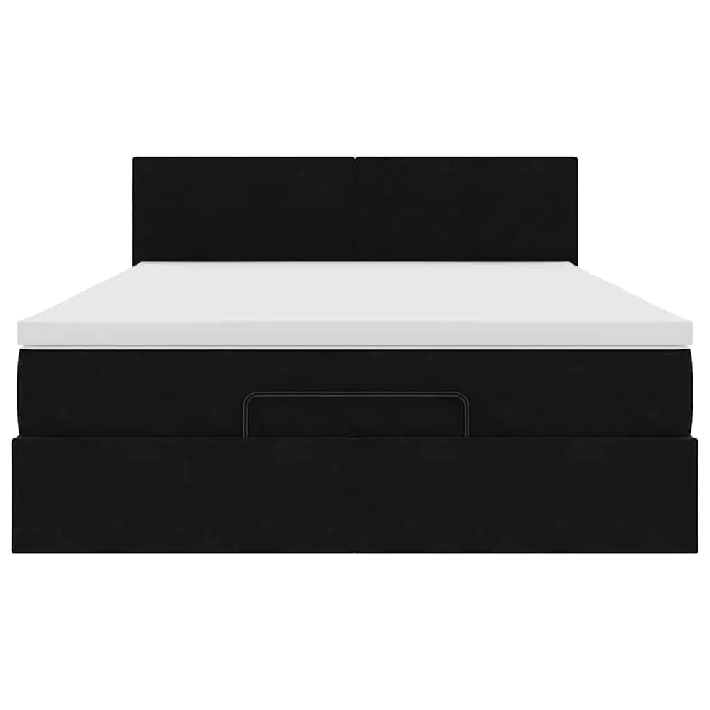 Ottoman Bed with Pocket Spring Mattress Double Black Velvet Storage Lift Frame