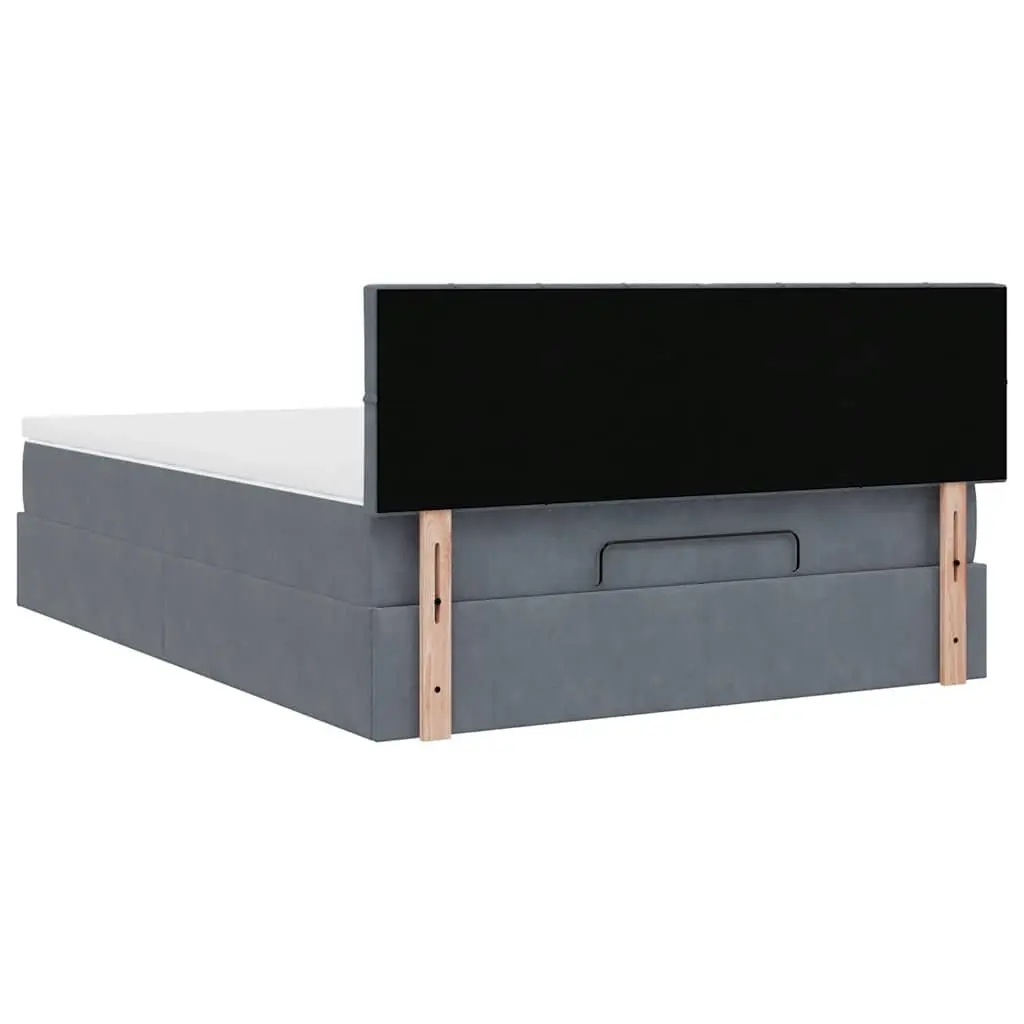 Ottoman Bed with Mattress Grey Velvet Storage Lift-Up Frame