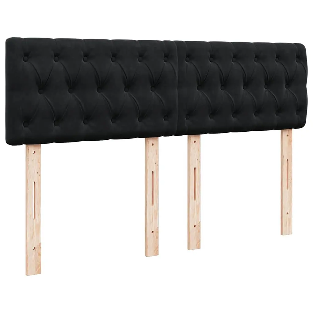 Double Ottoman Bed Velvet Upholstered Black with Pocket Spring Mattress