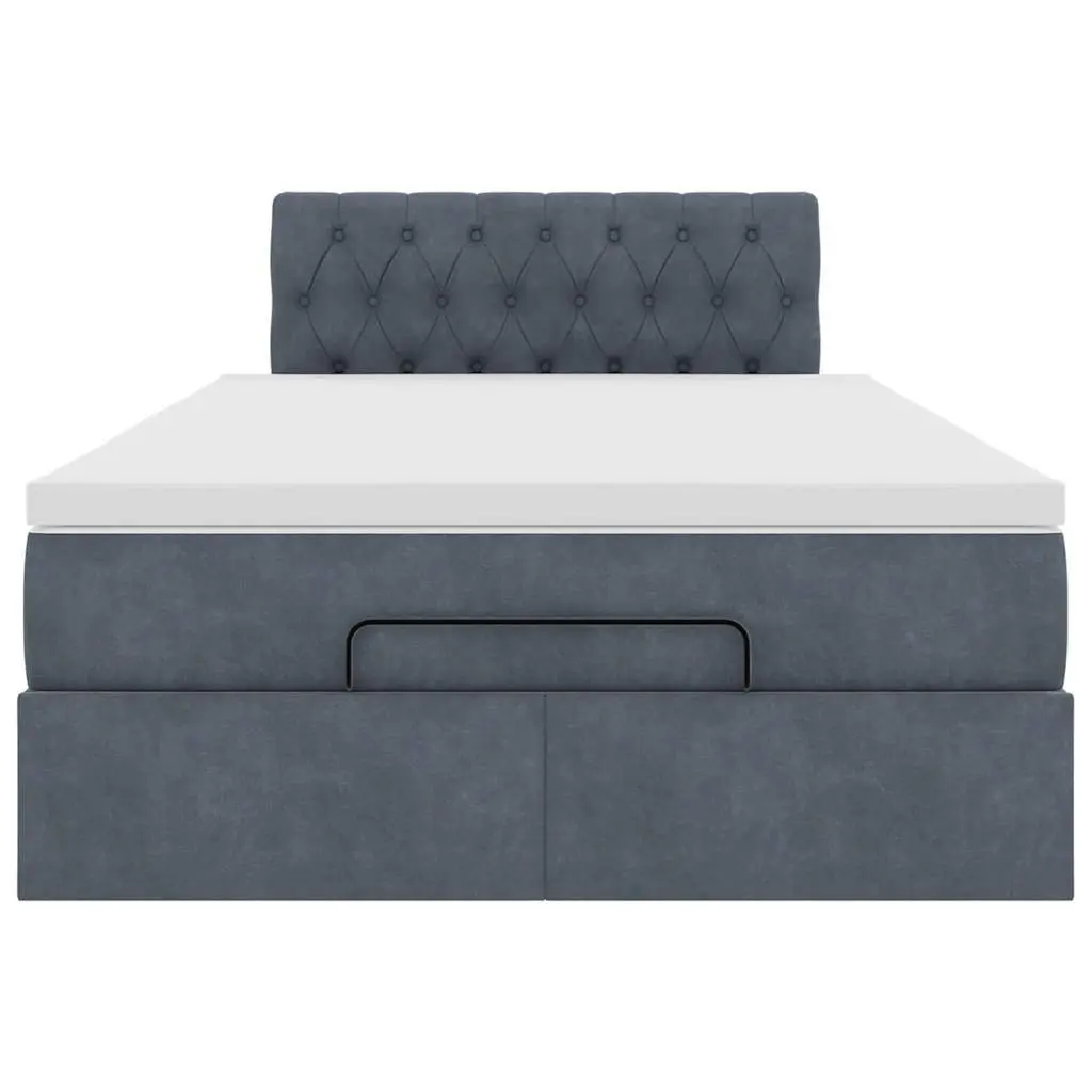 Ottoman Bed with Mattress King Single Grey Velvet Storage Lift Mechanism