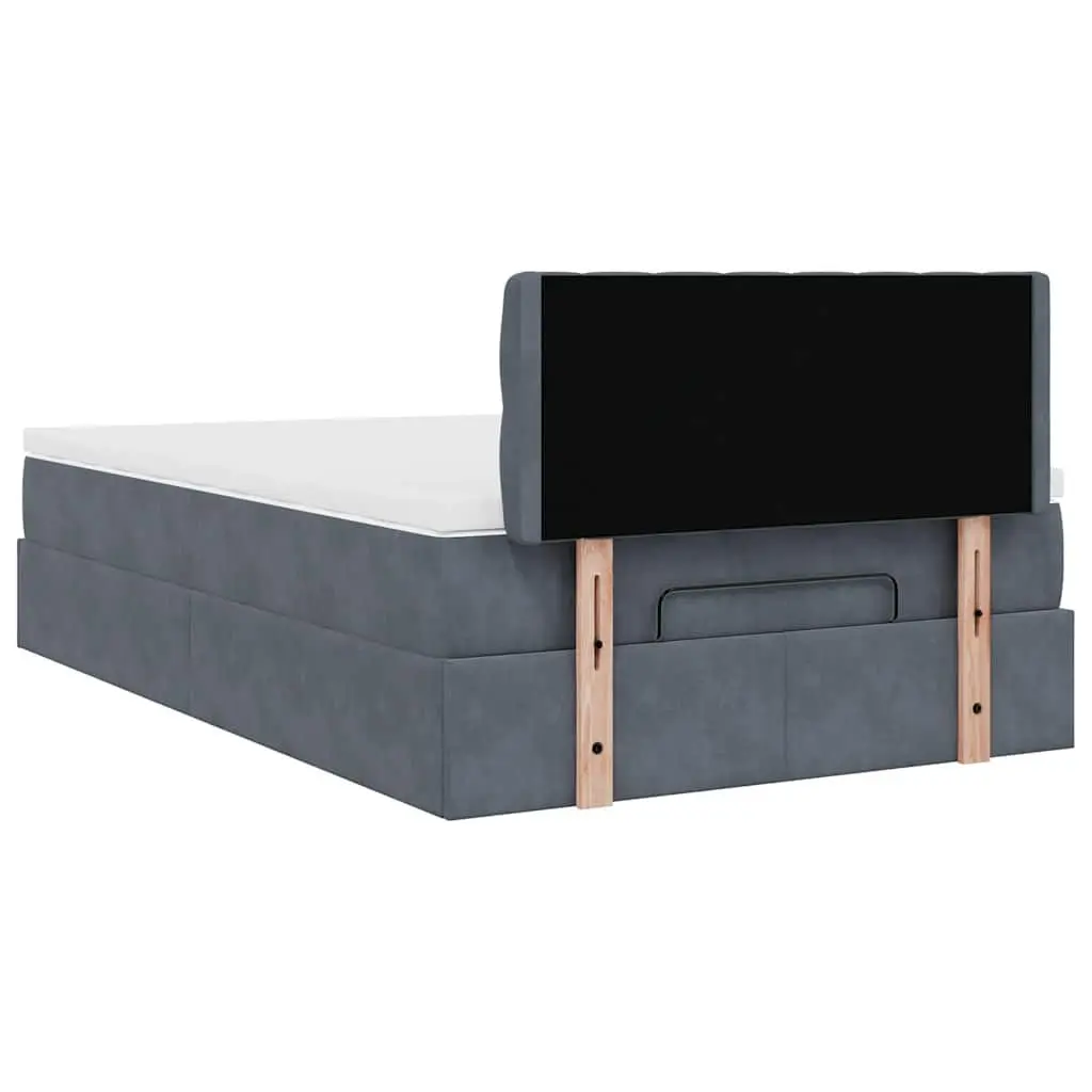 Ottoman Bed with Mattress King Single Grey Velvet Storage Lift Mechanism