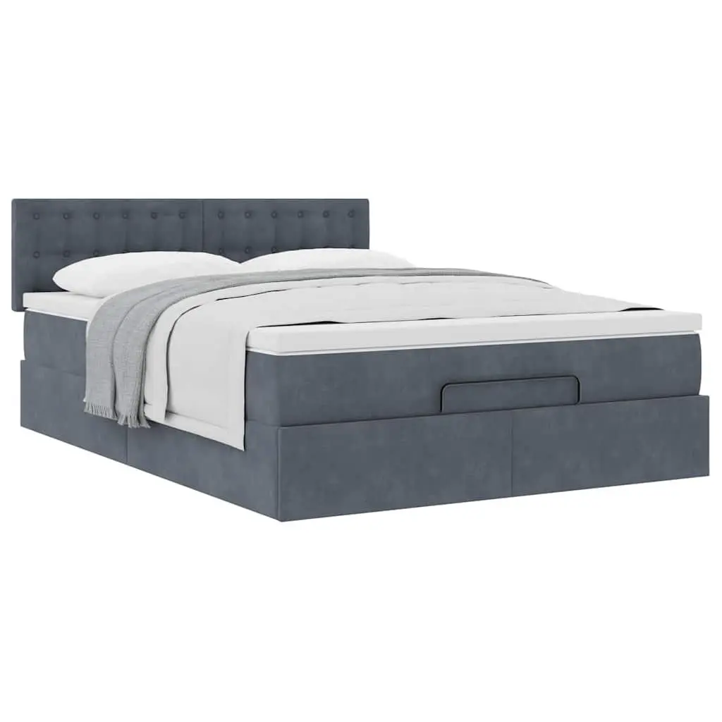 Double Ottoman Bed with Hydraulic Lift Grey Velvet 4ft6