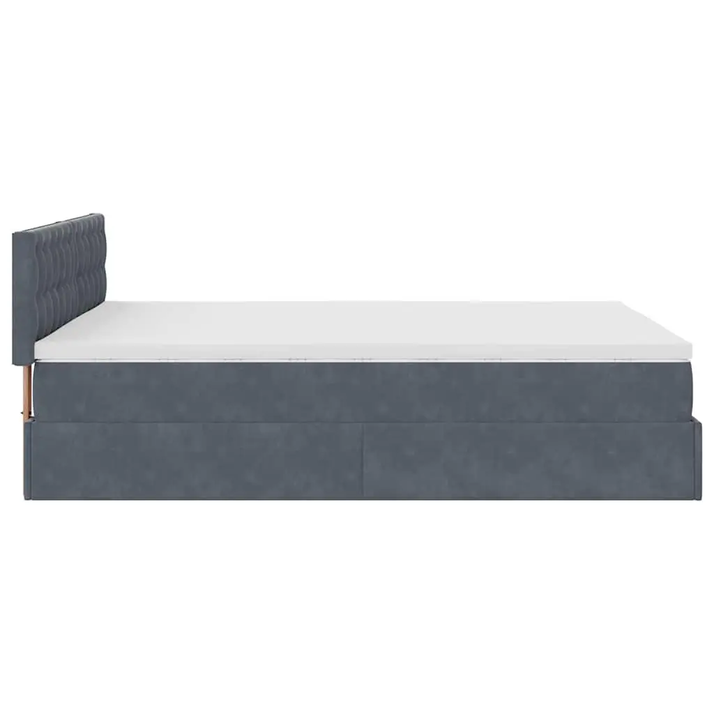 Queen Bed Ottoman with Hydraulic Lift Storage Grey Velvet and Pocket Spring Mattress