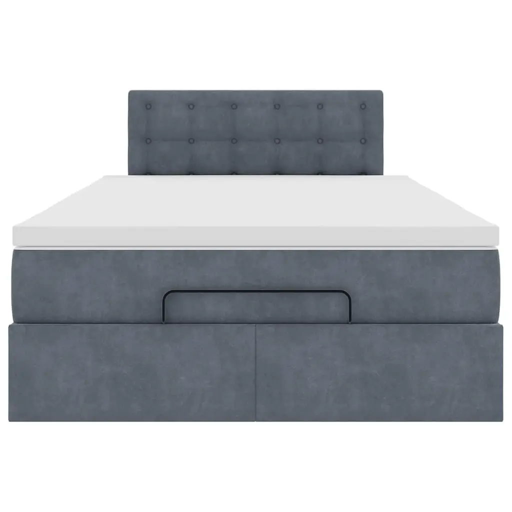 Ottoman Bed with Mattress Hydraulic Lift Storage King Single Grey Velvet