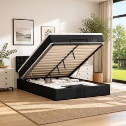 Friendly Queen Ottoman Bed with Pocket Spring and LED Lighting