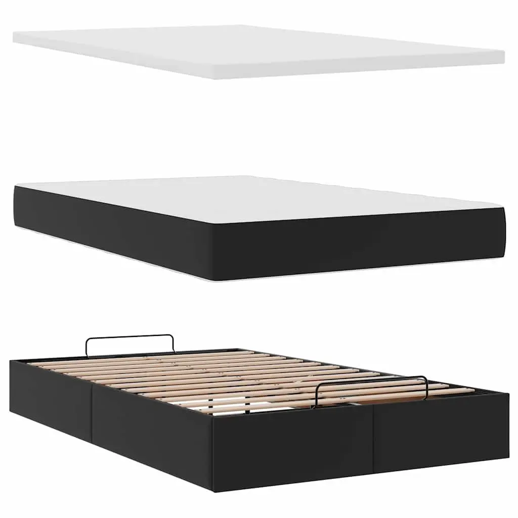 Ottoman Bed with Pocket Spring Mattress LED Lights Under-Bed Storage King