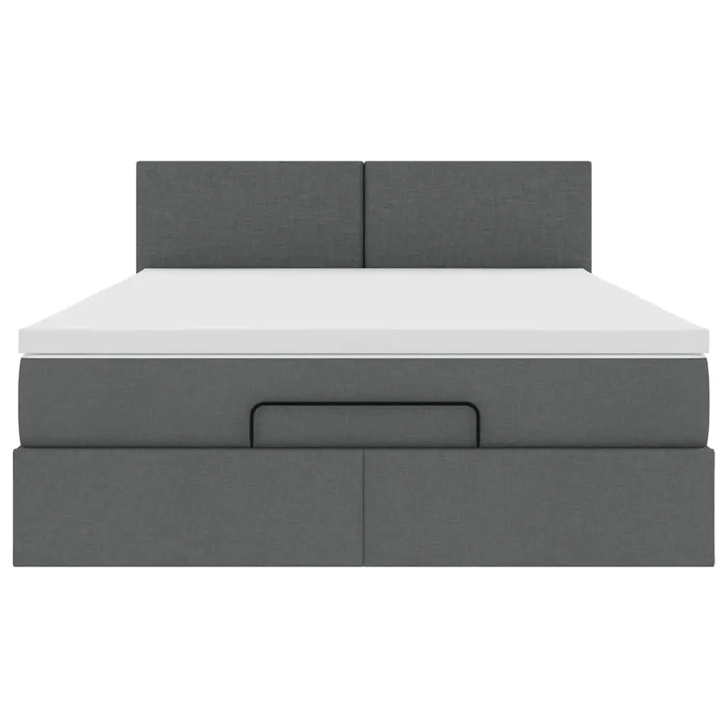 Ottoman Bed with Pocket Spring Mattress and LED Lights Queen Grey Fabric