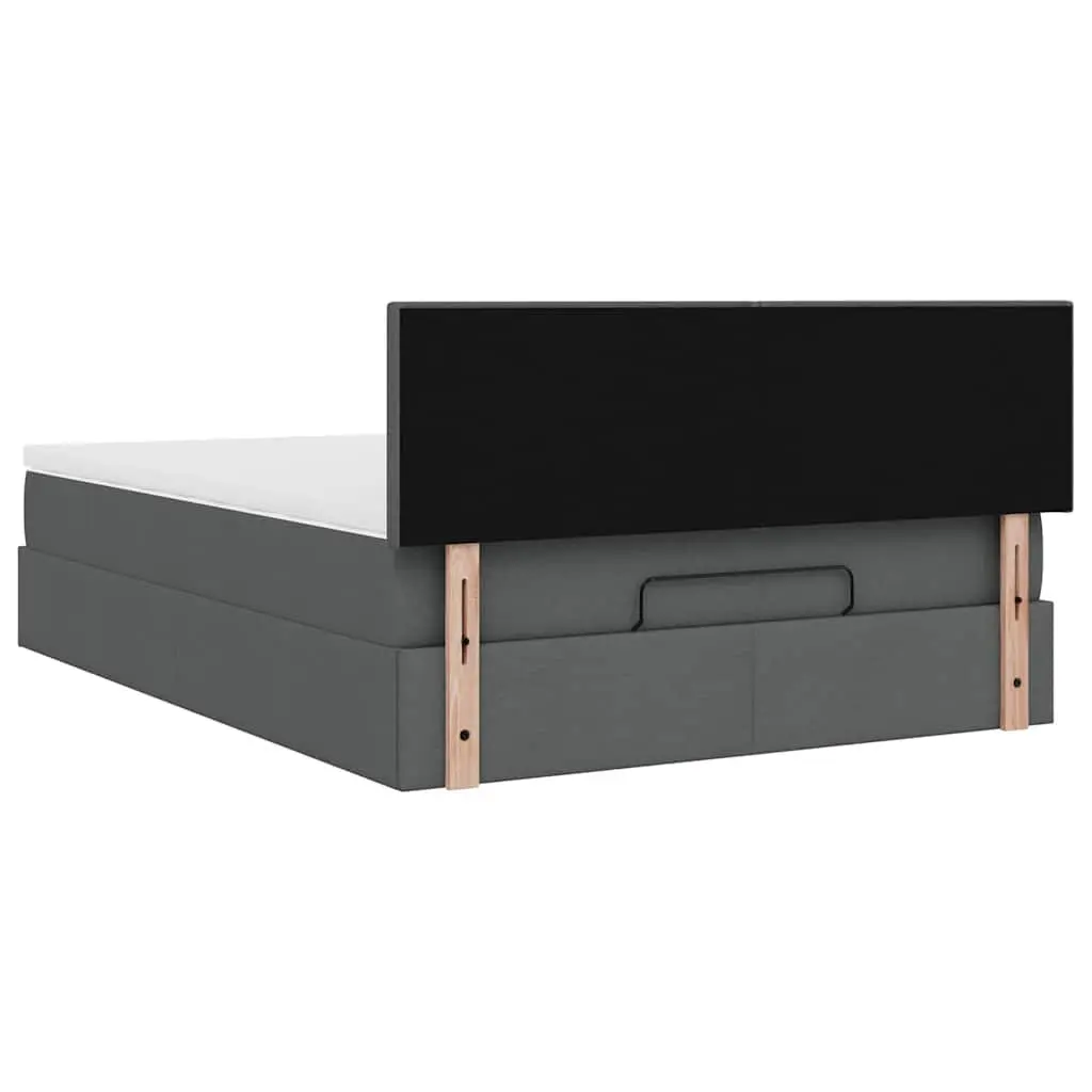 Ottoman Bed with Pocket Spring Mattress and LED Lights Queen Grey Fabric