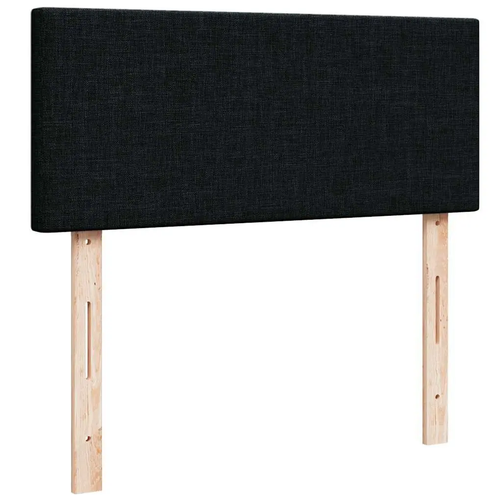 Ottoman Bed King Single Black Fabric with Pocket Spring Mattress and LED Lights