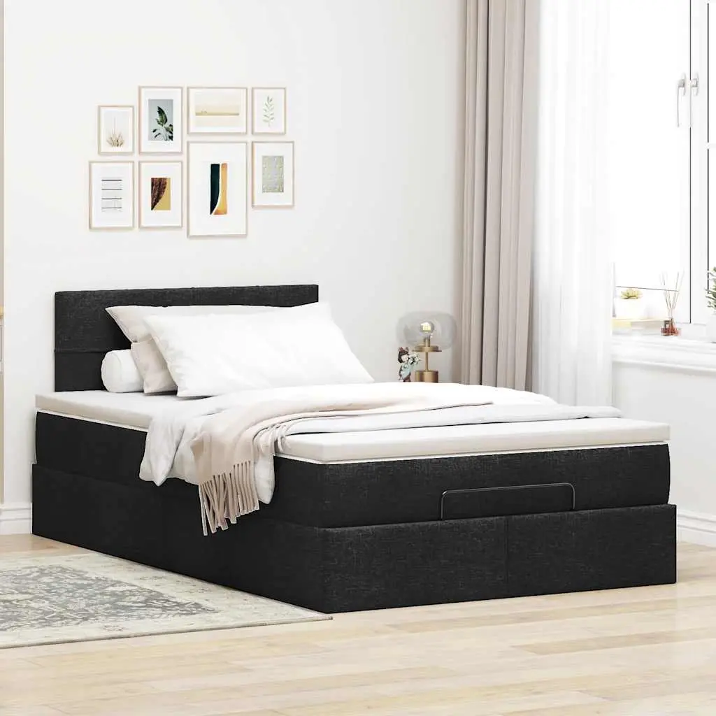 Ottoman Storage Bed King Single Black Pocket Spring Mattress LED Lights