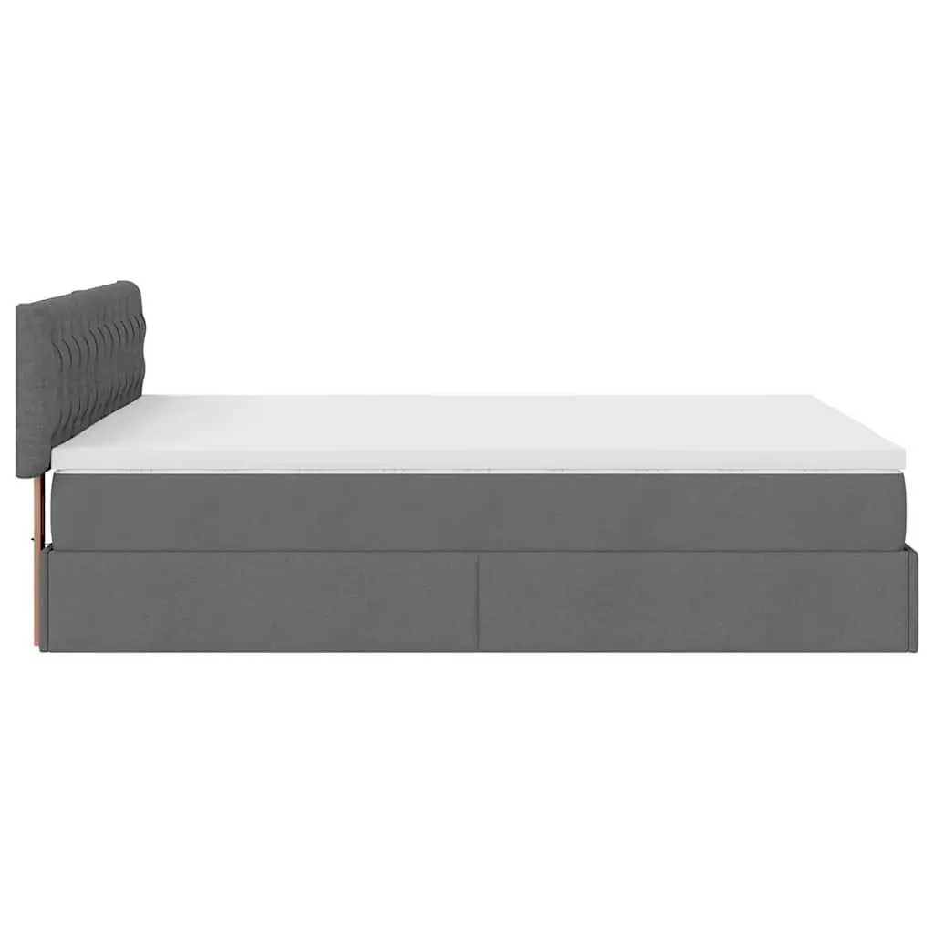 Ottoman Bed Queen Size with Pocket Spring Mattress and LED Lights Grey