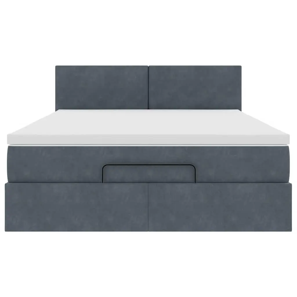 Queen Ottoman Bed Velvet Upholstery Pocket Spring Mattress LED Lights Storage