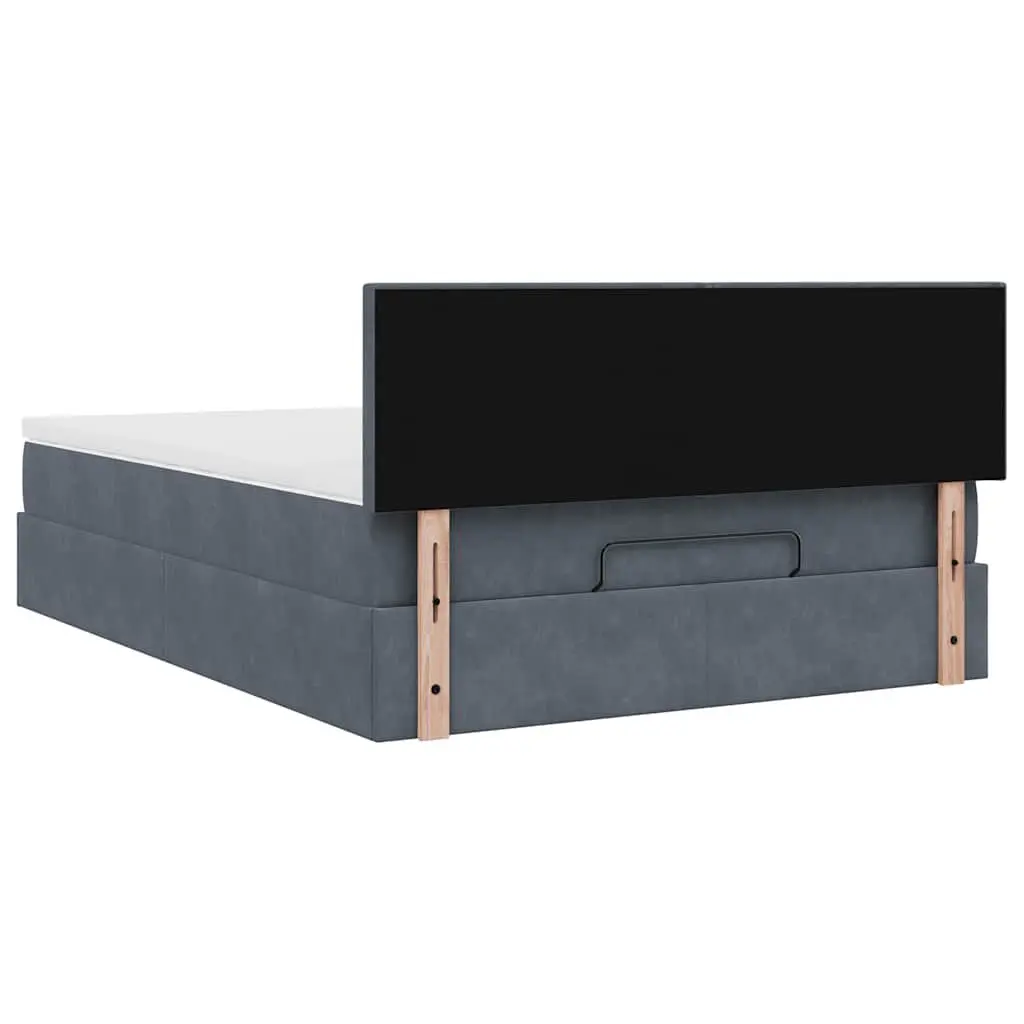 Queen Ottoman Bed Velvet Upholstery Pocket Spring Mattress LED Lights Storage