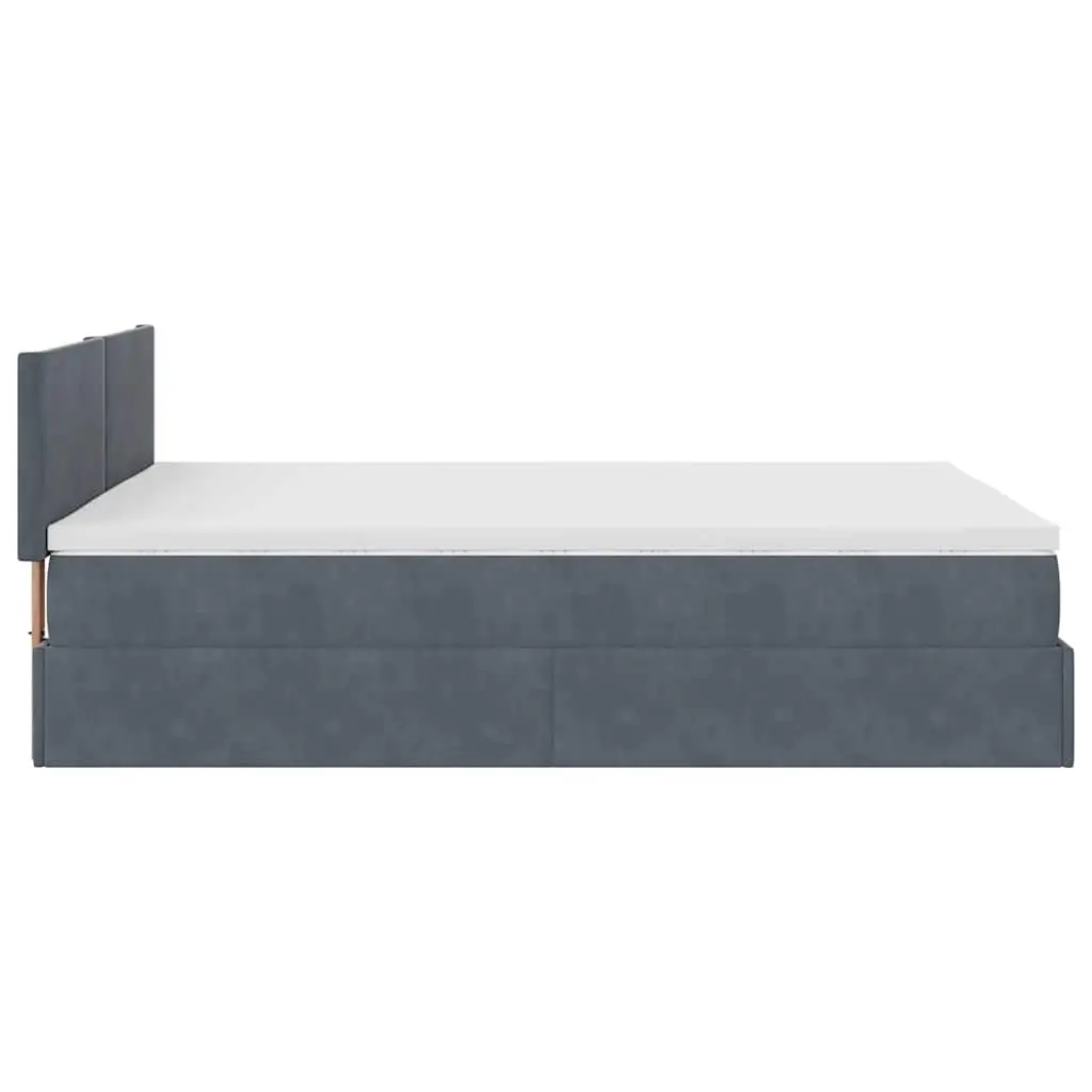Queen Ottoman Bed Velvet Upholstery Pocket Spring Mattress LED Lights Storage