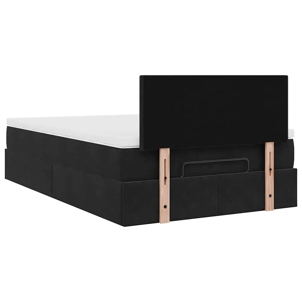 Ottoman Bed with Pocket Spring Mattress and LED Lights Storage Black King Single