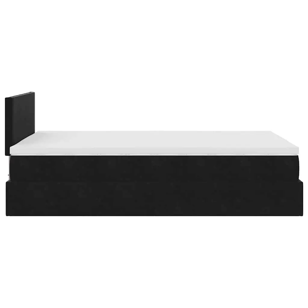 Ottoman Bed with Pocket Spring Mattress and LED Lights Storage Black King Single
