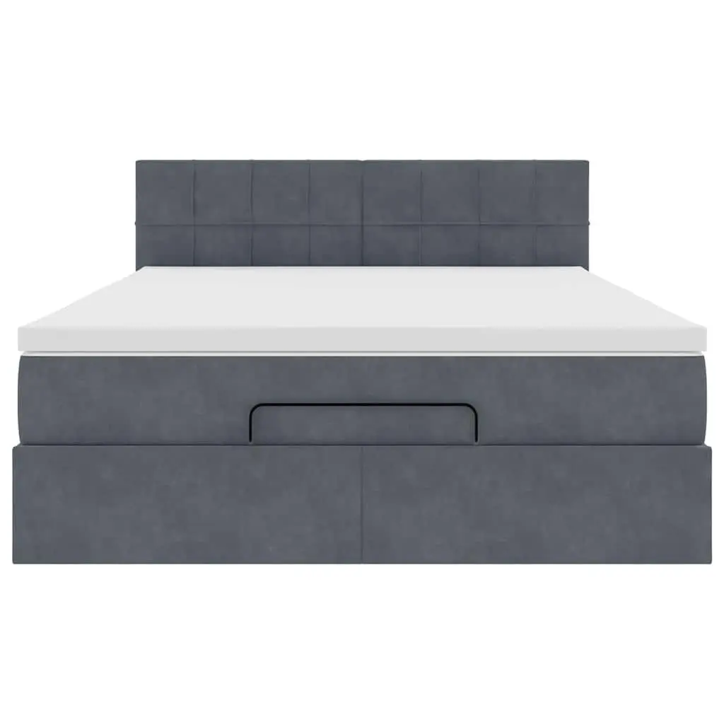 Double Ottoman Bed with Pocket Spring Mattress Grey Velvet 5 Piece