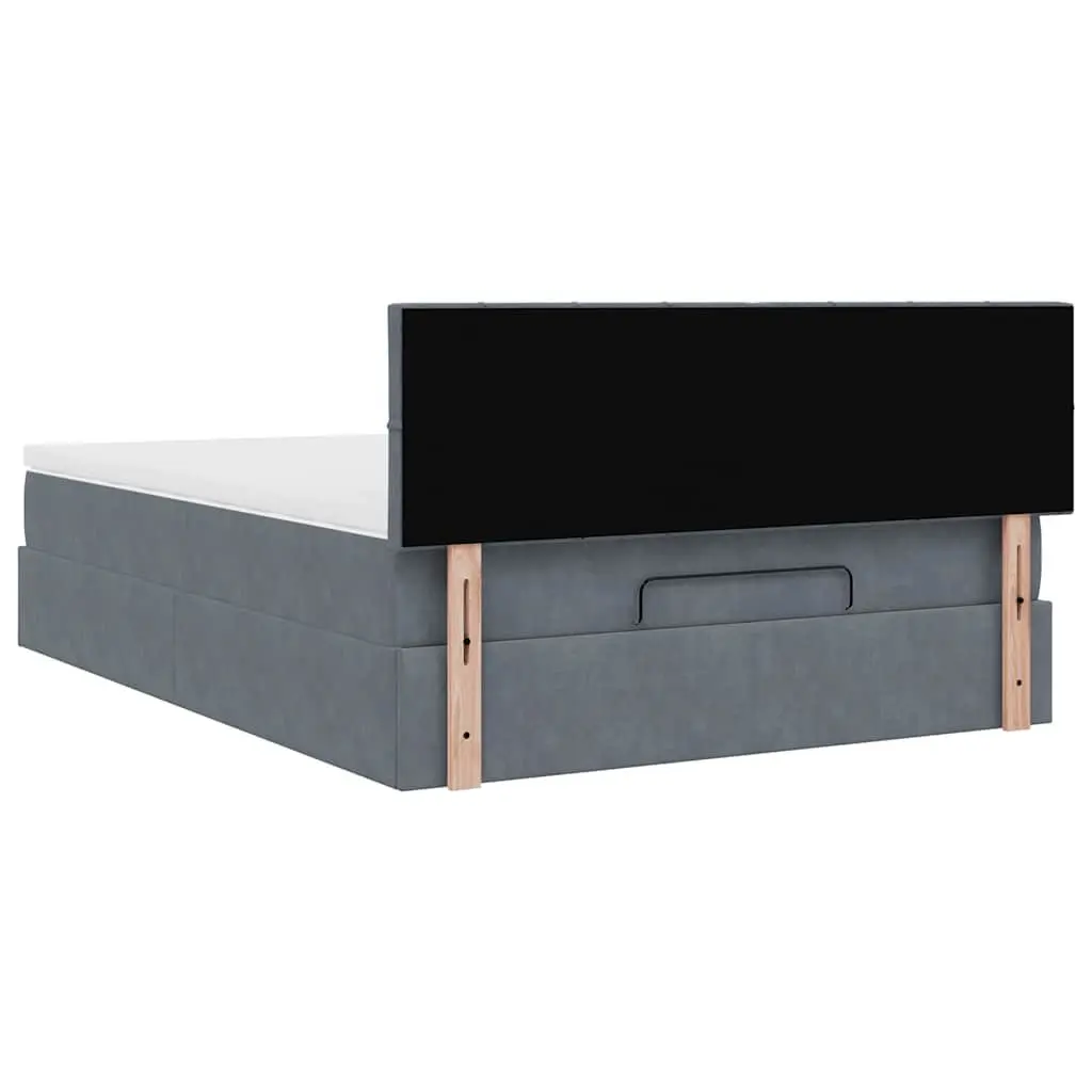 Double Ottoman Bed with Pocket Spring Mattress Grey Velvet 5 Piece
