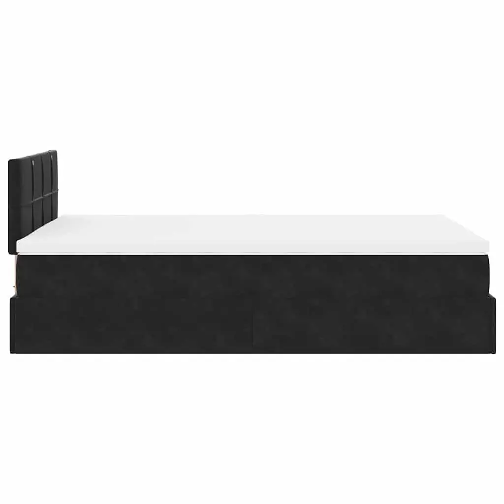 Ottoman Bed King Single with Pocket Spring Mattress Hydraulic Lift Storage LED Lights Black