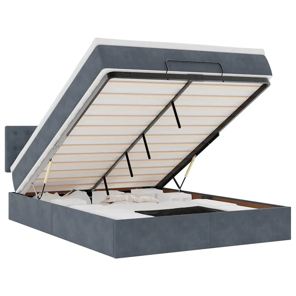 Grey Velvet Ottoman Bed with Storage Options