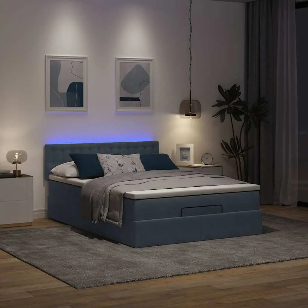 Grey Velvet Ottoman Bed with Storage Options