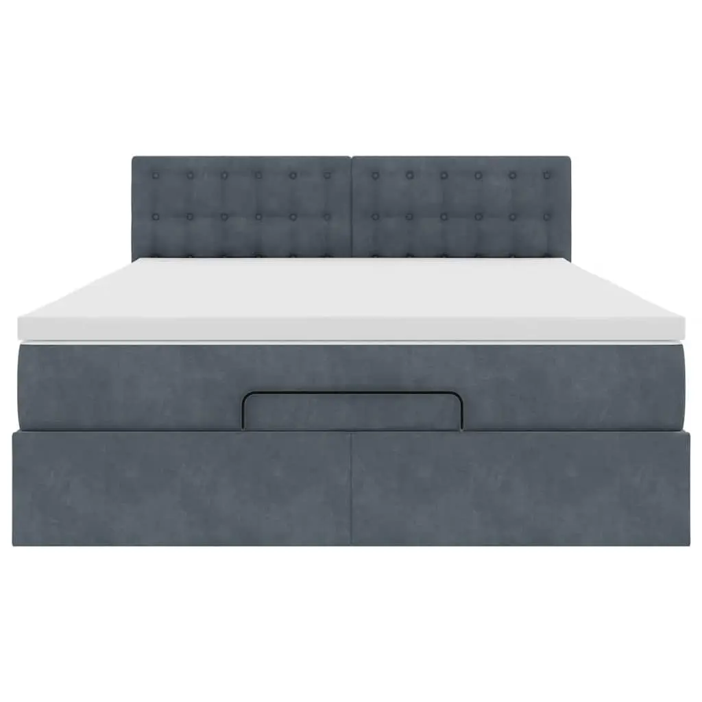 Grey Velvet Ottoman Bed with Storage Options