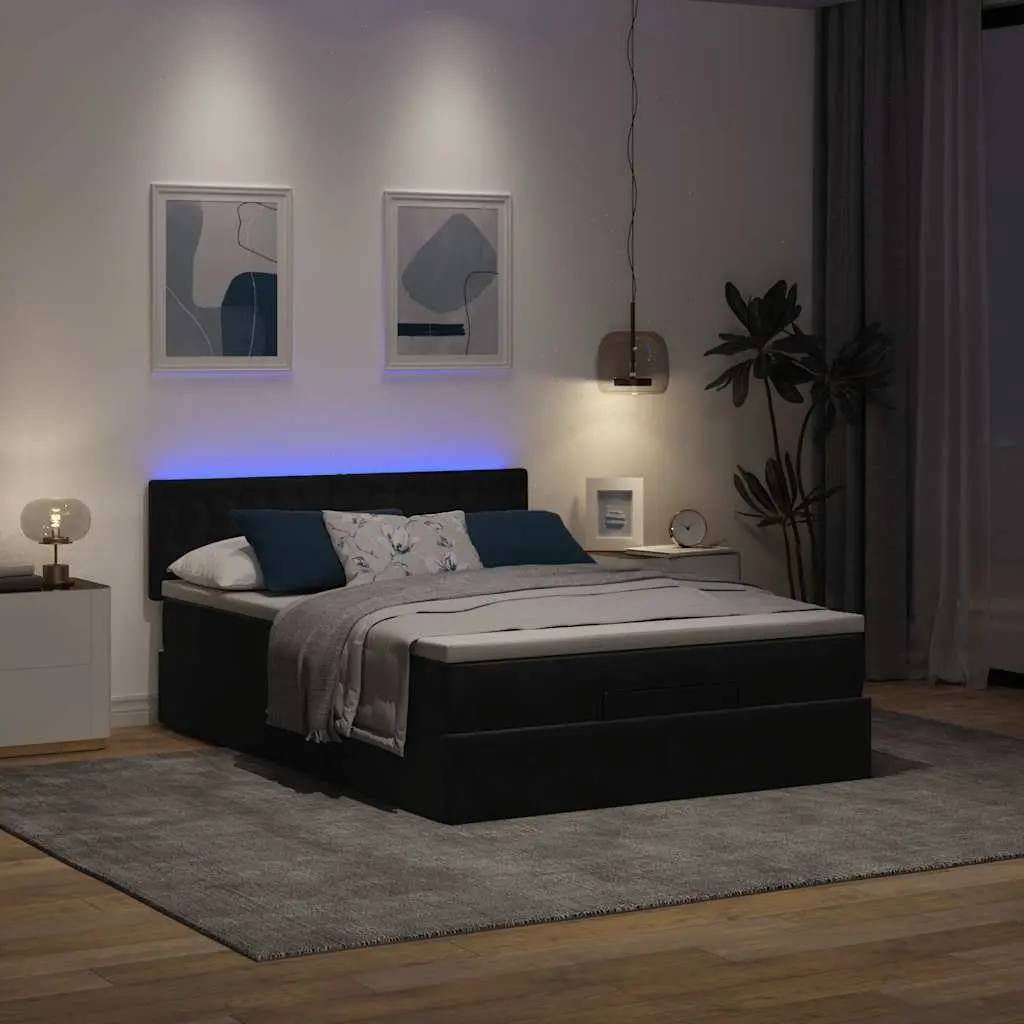 Ottoman Bed with Pocket Spring Mattress Hydraulic Lift Under-Bed Storage Black