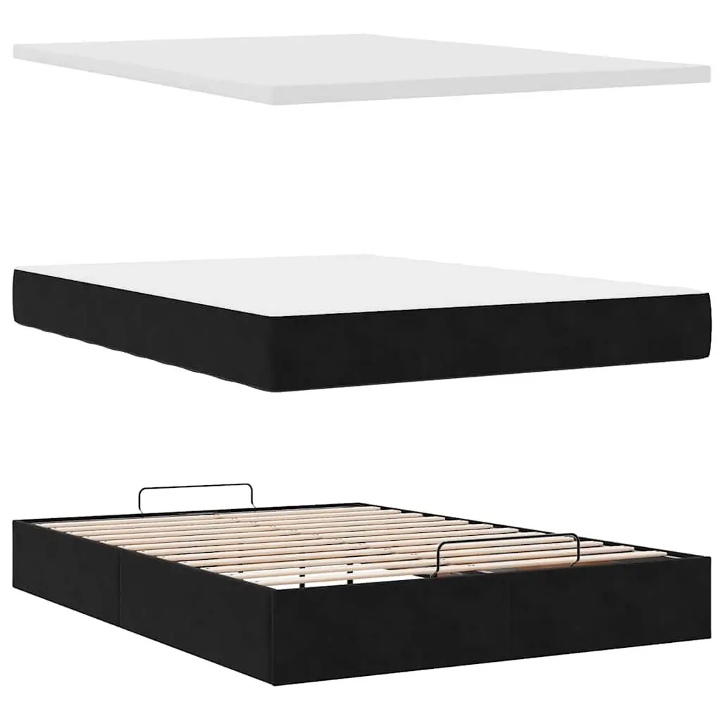 Ottoman Bed with Pocket Spring Mattress Hydraulic Lift Under-Bed Storage Black