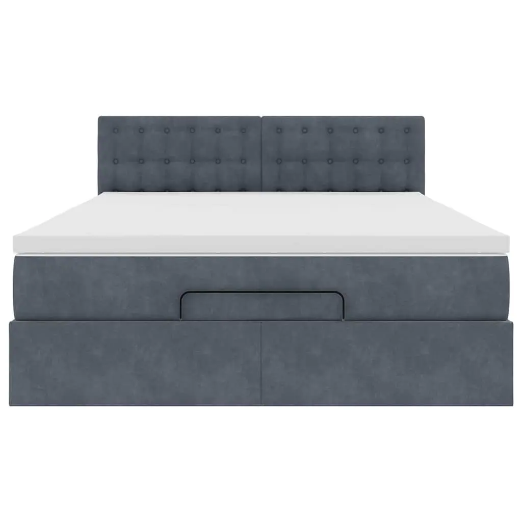 Queen Ottoman Storage Bed with Pocket Spring Mattress Grey Velvet
