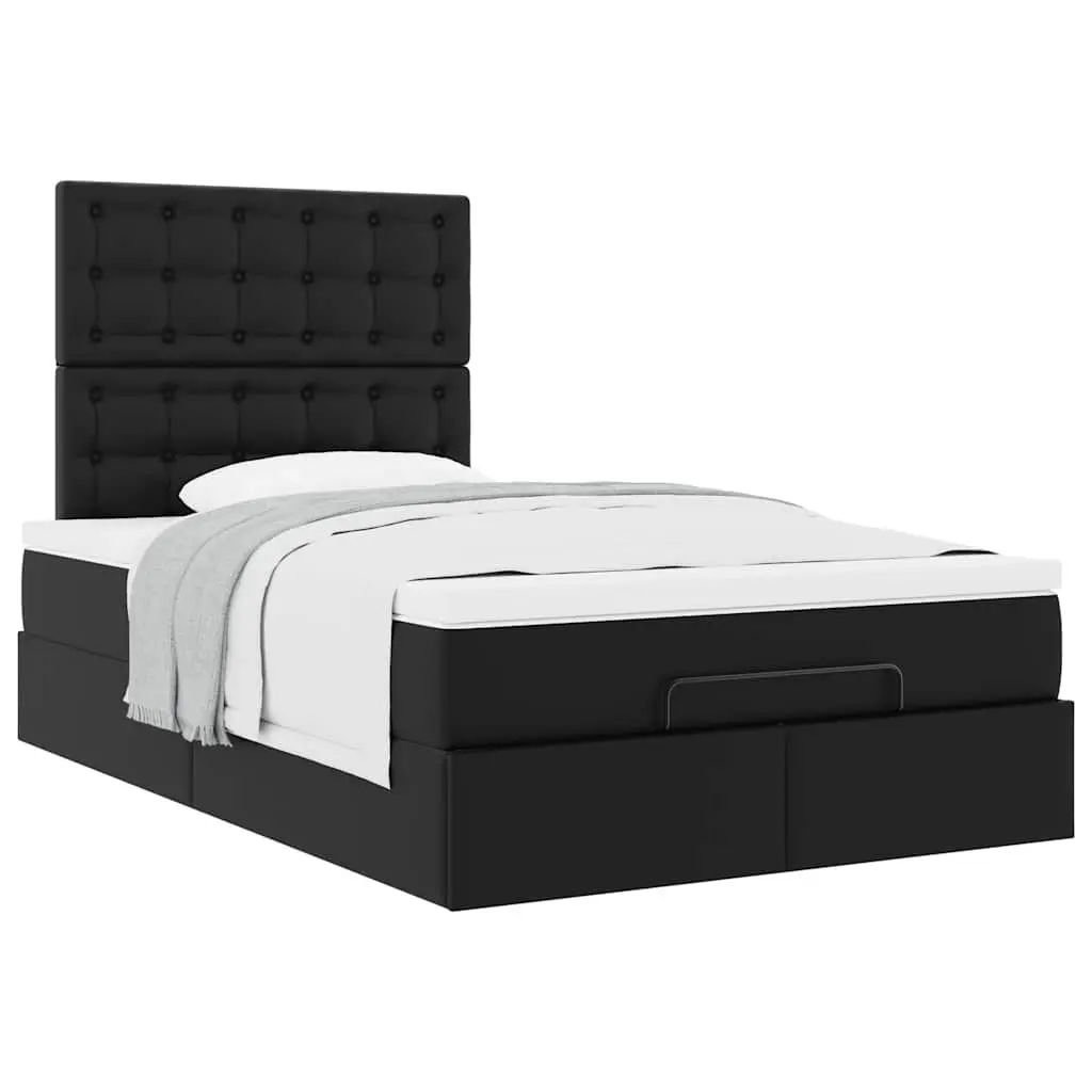 King Single Ottoman Bed Frame with Pocket Spring Mattress Hydraulic Lift Storage Black