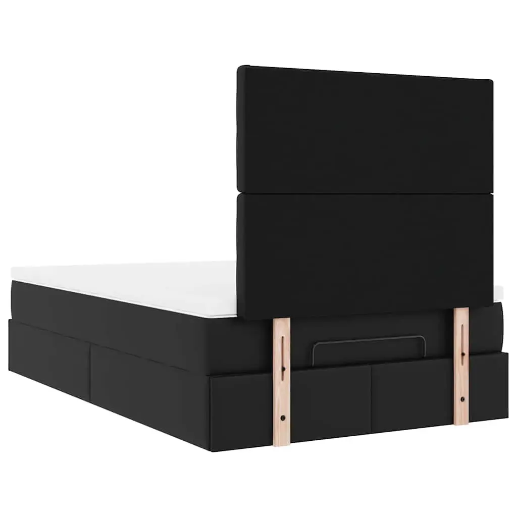 King Single Ottoman Bed Frame with Pocket Spring Mattress Hydraulic Lift Storage Black