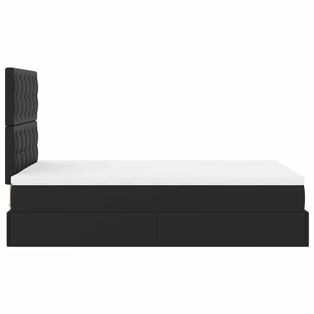 King Single Ottoman Bed Frame with Pocket Spring Mattress Hydraulic Lift Storage Black