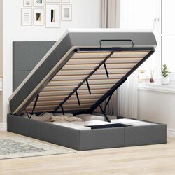 Grey Ottoman Bed with Mattress for Cozy Comfort
