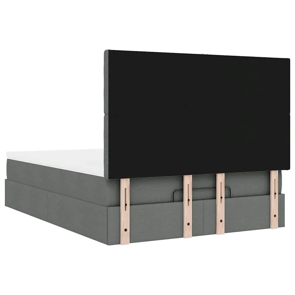 Ottoman Bed with Mattress Grey Fabric Queen Size Storage Lift Hydraulic Frame