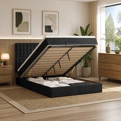 Your Perfect Black Fabric Queen Ottoman Bed Awaits