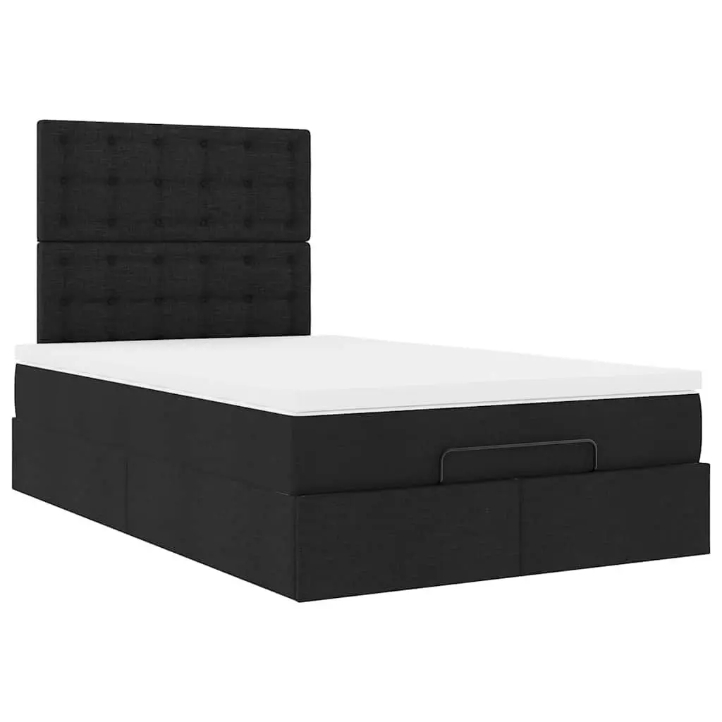 Ottoman Bed with Mattress Hydraulic Lift Mechanism King Single Black Fabric