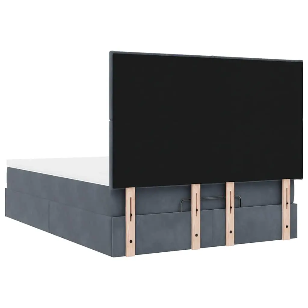 Queen Ottoman Bed Velvet Pocket Spring Mattress Grey Storage Lift