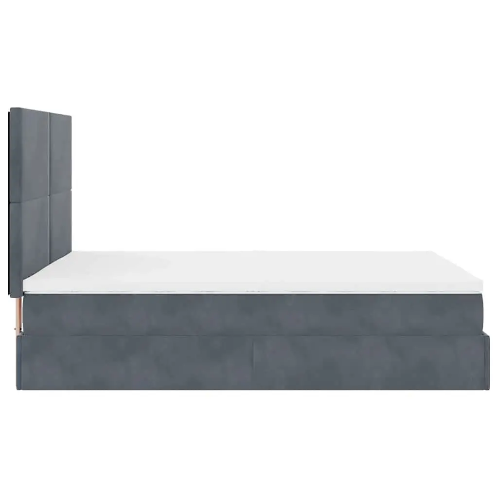 Queen Ottoman Bed Velvet Pocket Spring Mattress Grey Storage Lift
