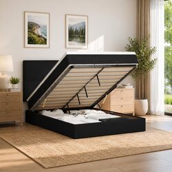 Your New Favorite Queen Black Velvet Ottoman Bed