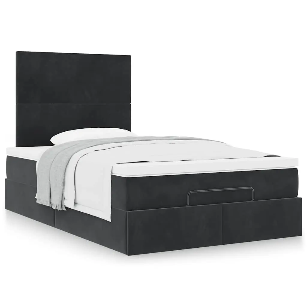 Storage Ottoman Bed King Single with Velvet Cover and Pocket Spring Mattress