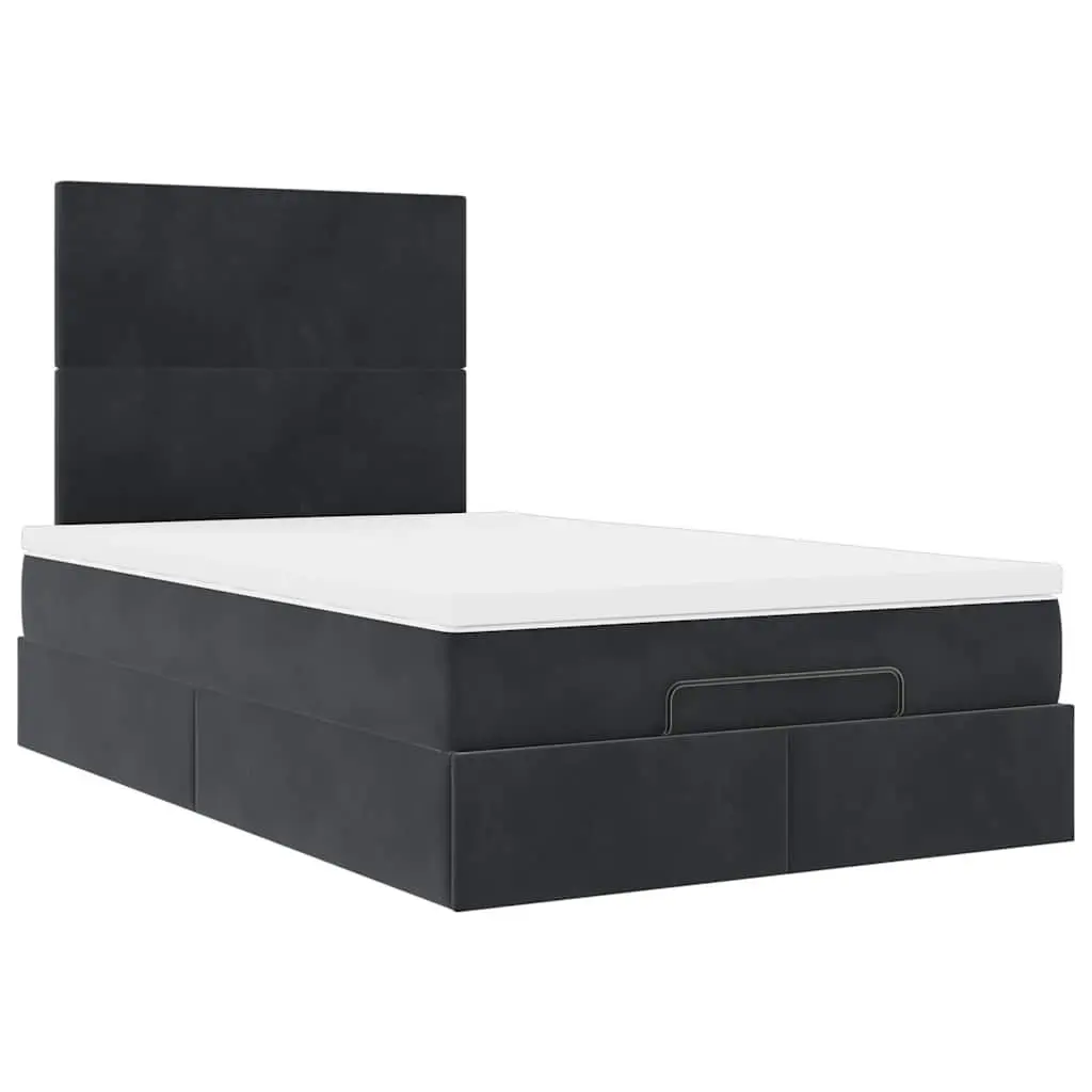 Storage Ottoman Bed King Single with Velvet Cover and Pocket Spring Mattress