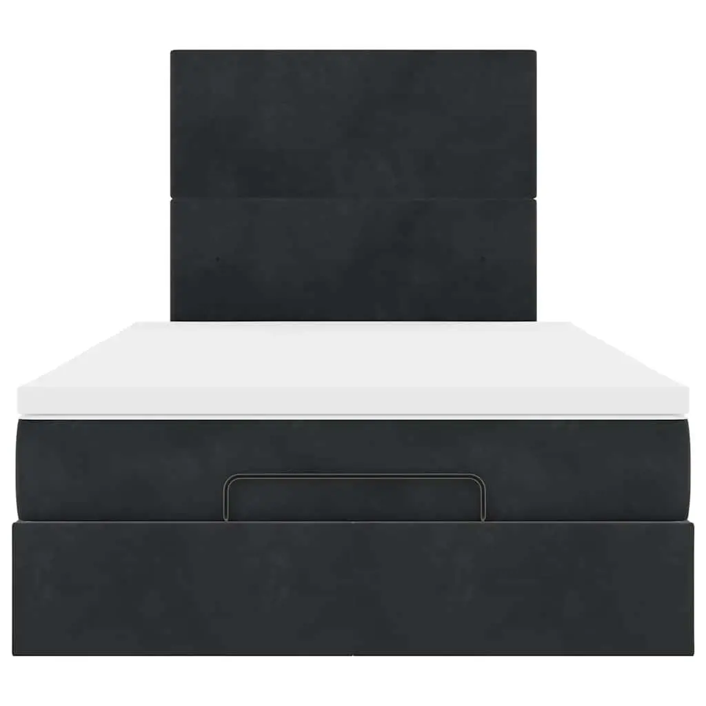 Storage Ottoman Bed King Single with Velvet Cover and Pocket Spring Mattress