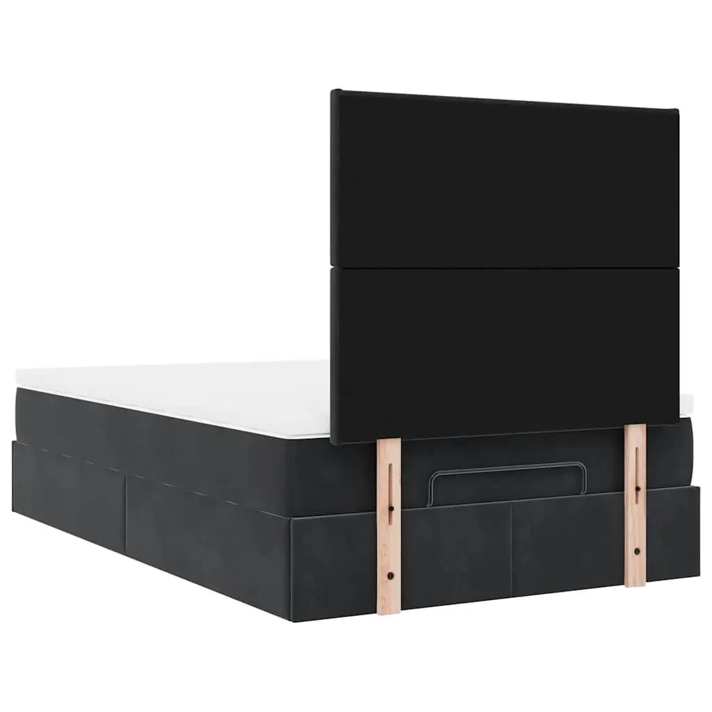 Storage Ottoman Bed King Single with Velvet Cover and Pocket Spring Mattress